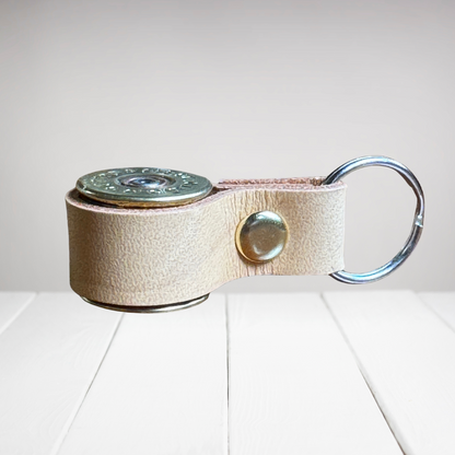 Nyckelring Kaliber 12 - Beige natur läder