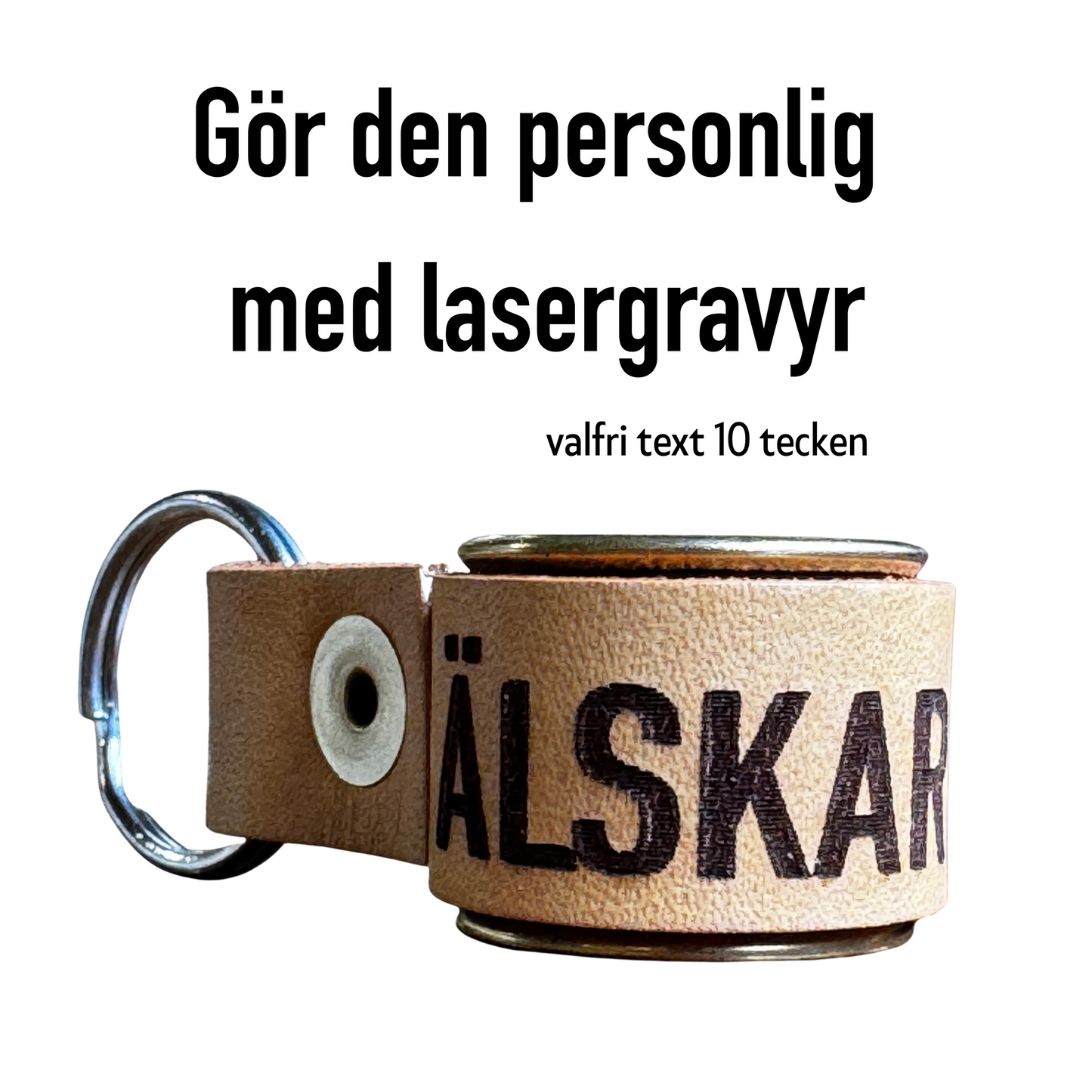 Nyckelring Kaliber 12 - Beige natur läder